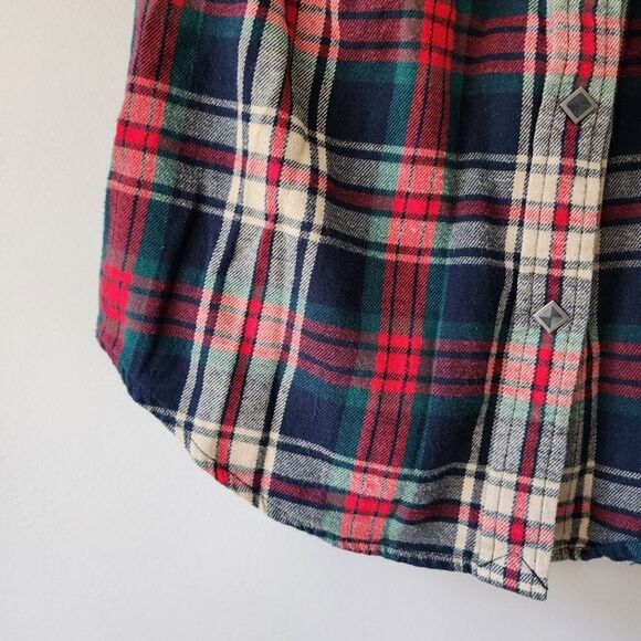 Ralph Lauren Plaid Snap Button Down Shirt | Western Red Green Blue Size S - Picture 3 of 10
